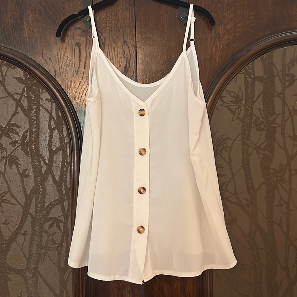 White Button up Blouse with Adjustable Straps